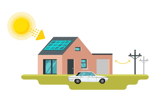 grid connected solar power illustration