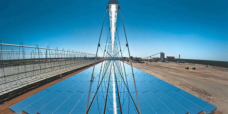 solar thermal power plant in midday sun
