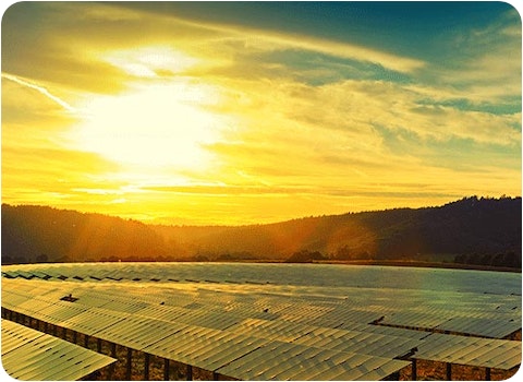 nsw solar farm during bright yellow sunset