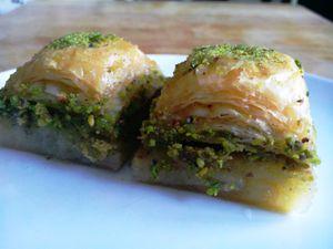 Baklava made with pistachio nuts is the most popular kind of baklava in Turkish cuisine.