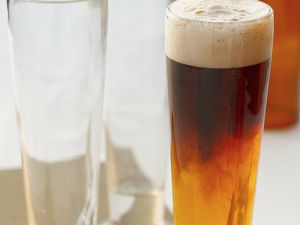 Black and Blue, a Layered Beer Drink