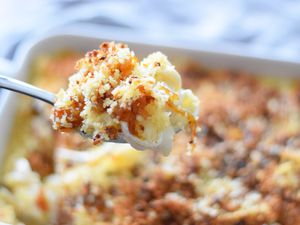 Caramelized onion and Gouda macaroni and cheese