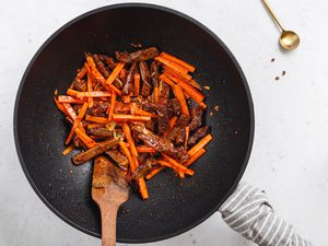 Stir-fry in a wok