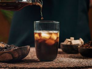 Pouring cold brew coffee