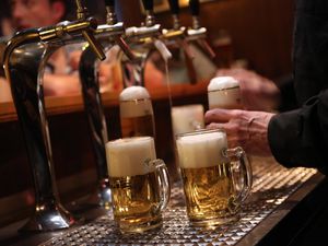 Beer is poured at a bar in Berlin