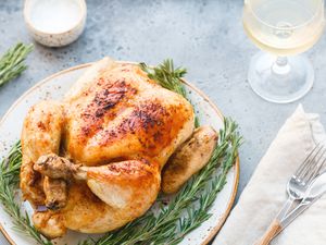roast chicken and wine