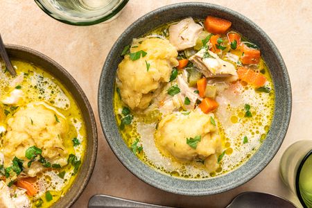 Gluten-Free Chicken and Dumplings in bowls 