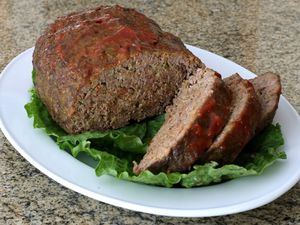 meatloaf on a bed of greens