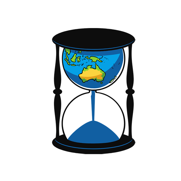 climate change egg timer icon with planet contained inside top of timer