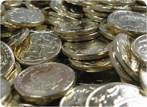 close up of hundreds of dollar coins