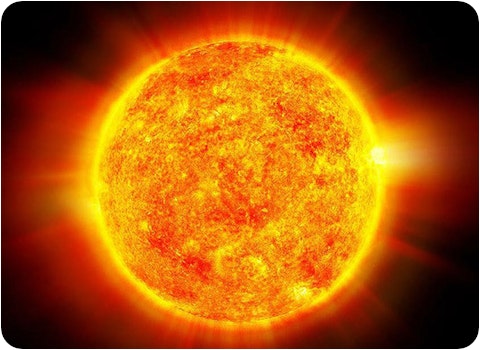 artist's impression of sun burning against black sky