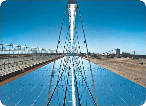 solar thermal power plant in midday sun