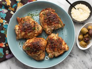Air fryer chicken thighs on a plate