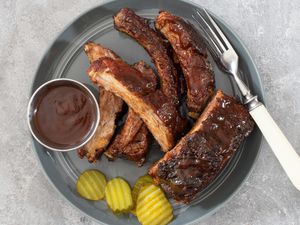 plate of air fryer baby back ribs