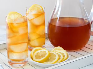 Iced Tea Pitcher and Glasses on Tray