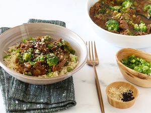 Instant Pot beef and broccoli with rice.