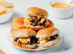 cheesesteak sliders on a plate