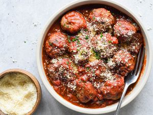 Pork and Onion Meatballs With Tomato Sauce